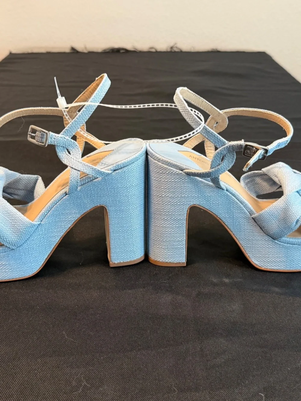 Antonio Melani Mya Linen light Blue Braided Platform Dress Sandals. -Light Baby
